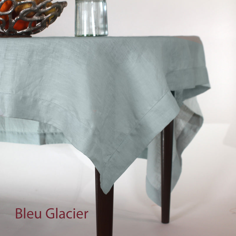 Sales! Rustic hemstitched Linen Tablecloth with Mitered Corners