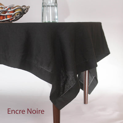 Nappe en lin ajouré (ronde sur mesure)#colour_encre-noire