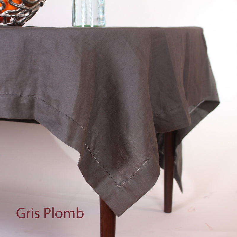 Sales! Rustic hemstitched Linen Tablecloth with Mitered Corners