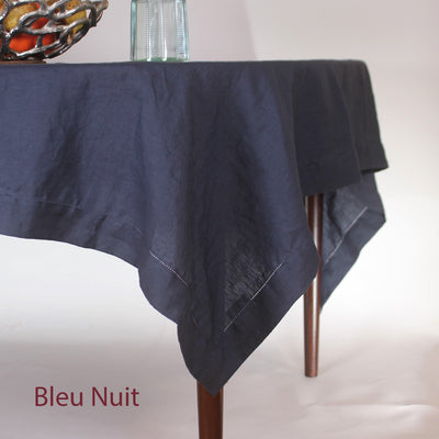 Sales! Rustic hemstitched Linen Tablecloth with Mitered Corners