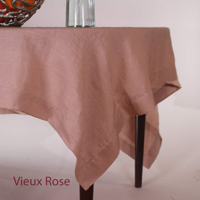 Nappe en lin ajouré (ronde sur mesure)#colour_vieux-rose