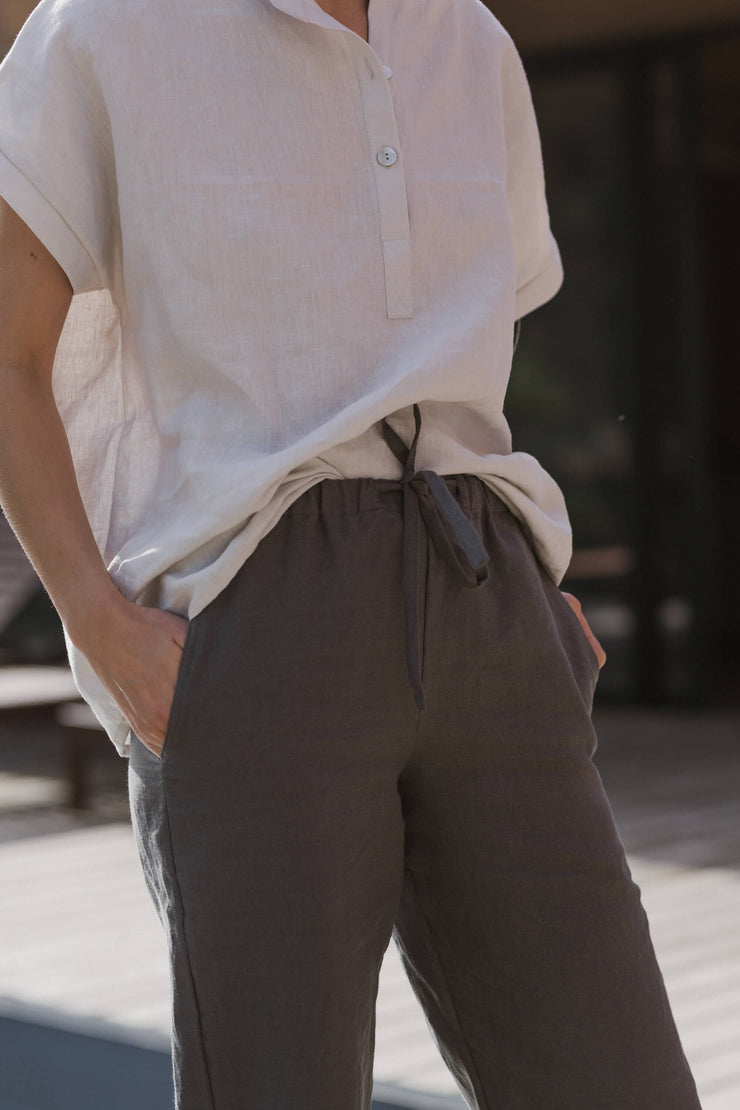 Ladies Casual washed Linen Trousers #colour_gris-plomb