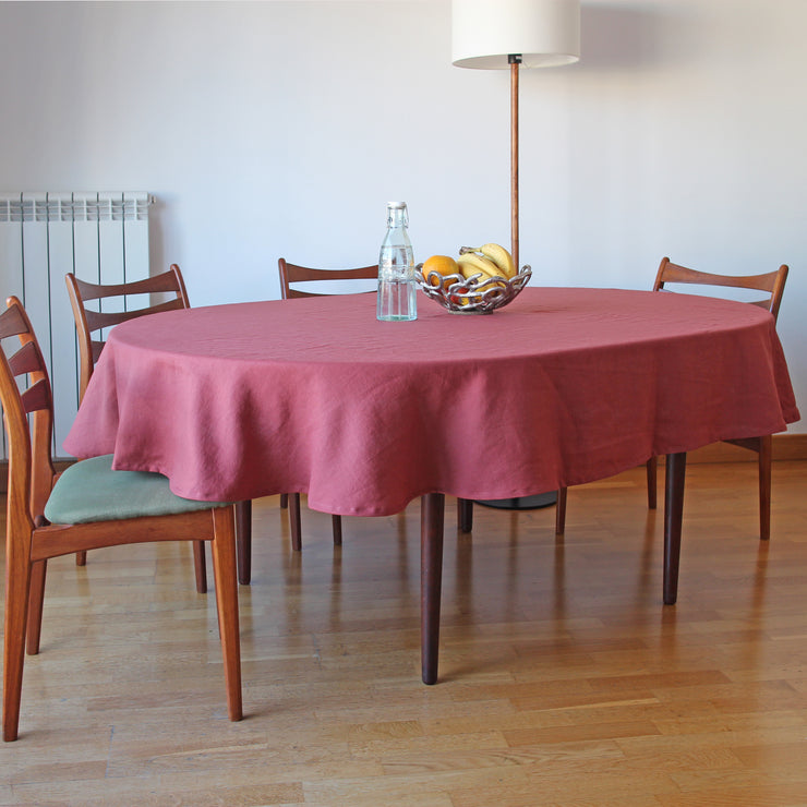 Rustic Linen TableCloth Oval custom size