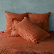 Flanged Linen Pillowcases Coral