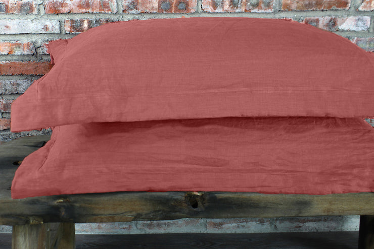 Pair of Flanged Linen Pillowcases in Standard Size - Linenshed