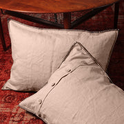 Washed linen cushion cover “blanket stitch" (set of 2)