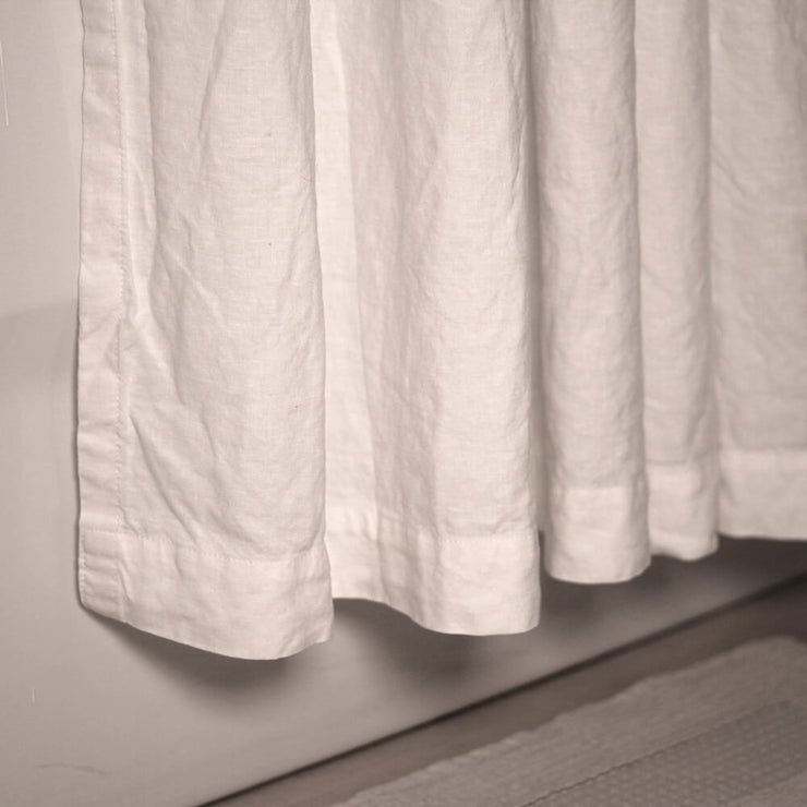 Optic White Linen Plain Shower Curtain - Linenshed