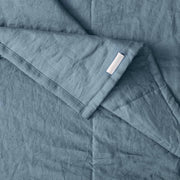 Close up Linen Quilted Bedspread French Blue