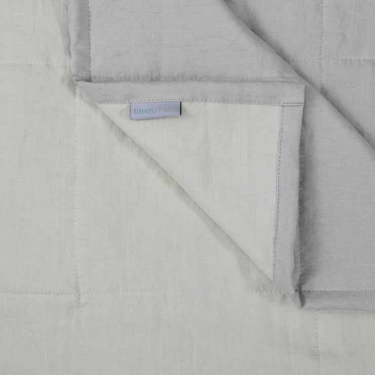 Close up Linen Quilted Bedspread Stone Grey / Chalk