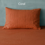 Quilted Linen Pillowcase Coral