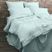 Soft Washed Linen Duvet Cover Icy Blue with Matching Pillowcases
