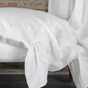 Side Ruffles Romantic Linen Pillowcases (set of 2) White