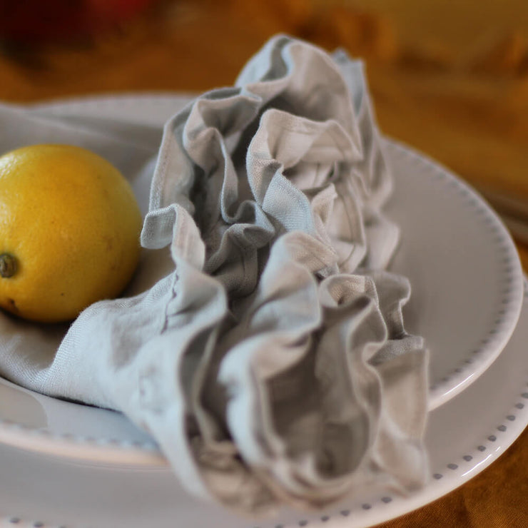 100% Pure Washed Linen Ruffles Table Napkins - Linenshed