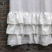 Closeup Ruffled Shower Linen Curtain in Optic White
