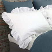 Optical White Ruffles Linen Pillowcases