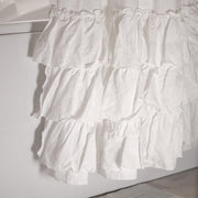 Linen Ruffles Shower Curtain Optic White Closeup - Linenshed