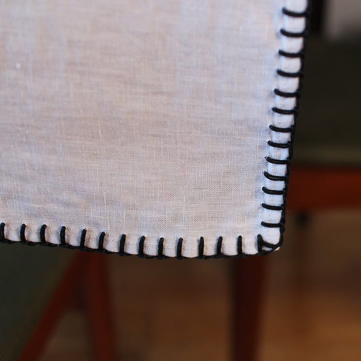 "blanket stitch" Linen Table Runner