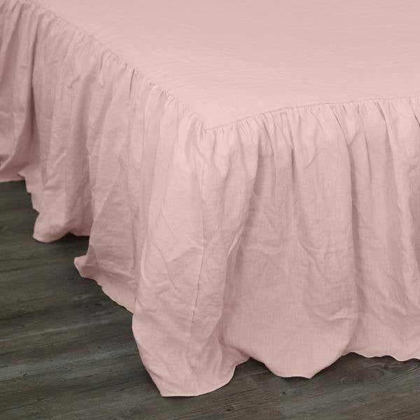 Gathered Ruffled Washed Linen Coverlet