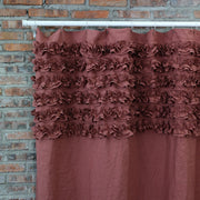 Closeup Shabby Chic Linen Shower Curtain Brick