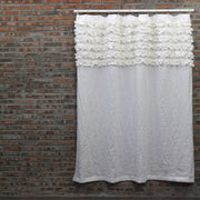  Ruffled Washed Linen Bath Curtain Optic White