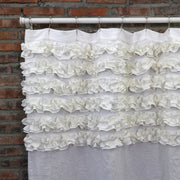 Shabby Chic Ruffle Washed Linen Shower Curtain Optic White