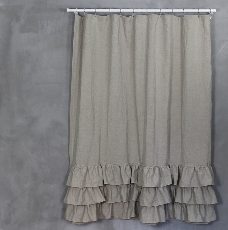 Linen Ruffles Shower Curtain Natural - Linenshed