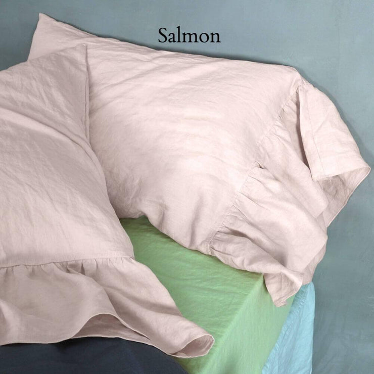 Side-Ruffle-Pillowcases-Set-Salmon