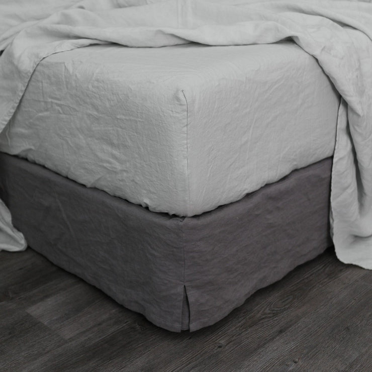 Washed Bed Linen Fitted Sheet Stone Grey 