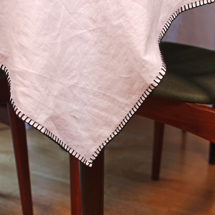 "blanket stitch" Linen Tablecloth (oval custom size)
