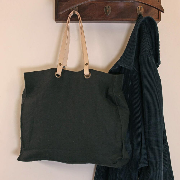 Vintage Washed Linen Daily Bag Jet Black