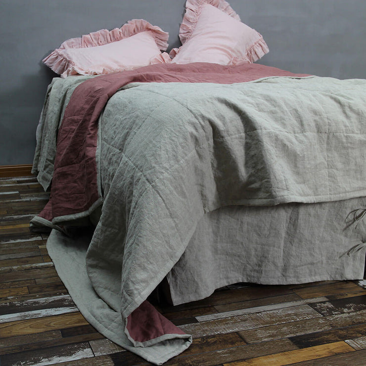 Linen Quilted Bedspread With Cotton Padding
