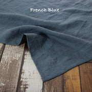 Mitered border Linen Table Runner French Blue