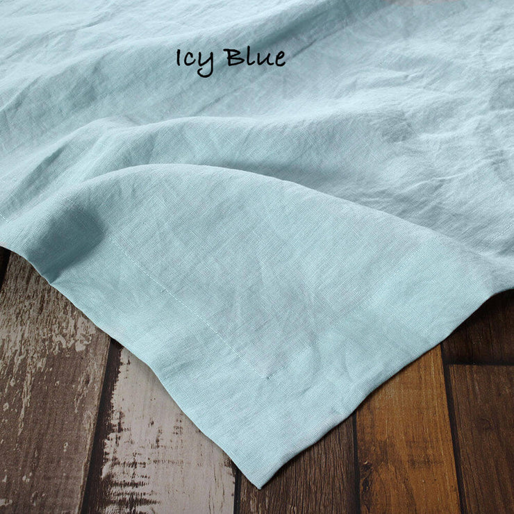 Rustic Linen TableCloth with Mitered Corners Icy Blue