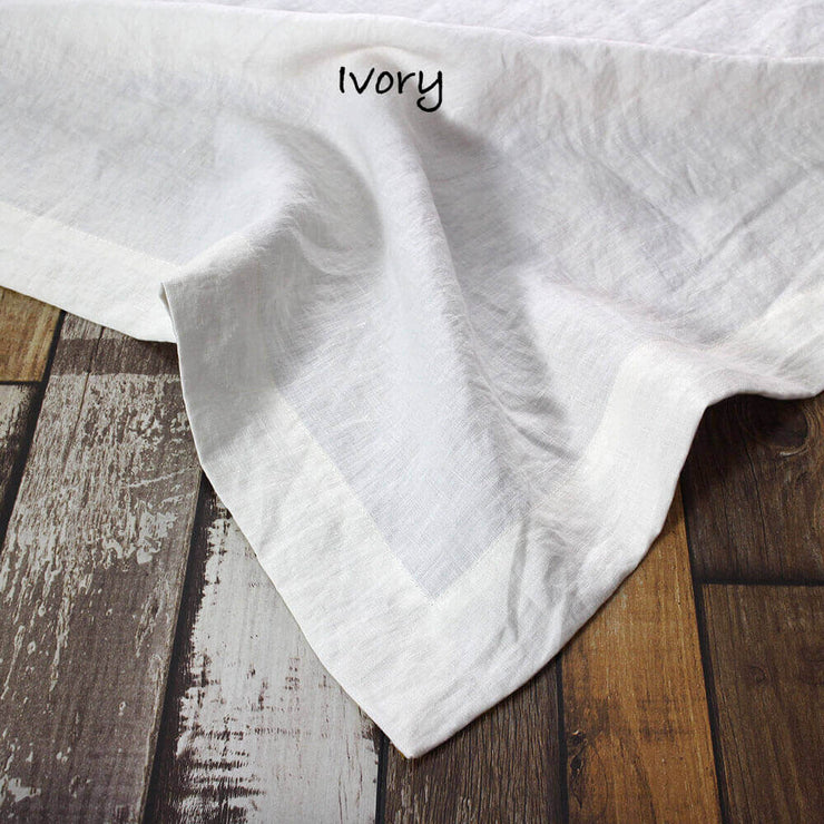 Rustic Linen TableCloth with Mitered Corners Ivory