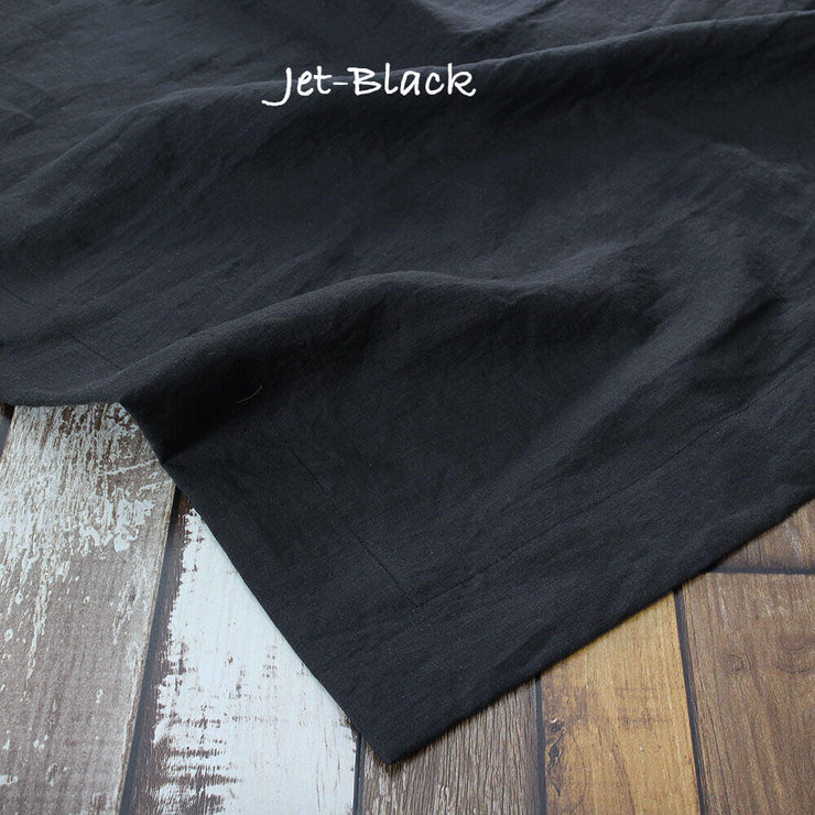 Mitered border Linen Table Runner Jet-Black