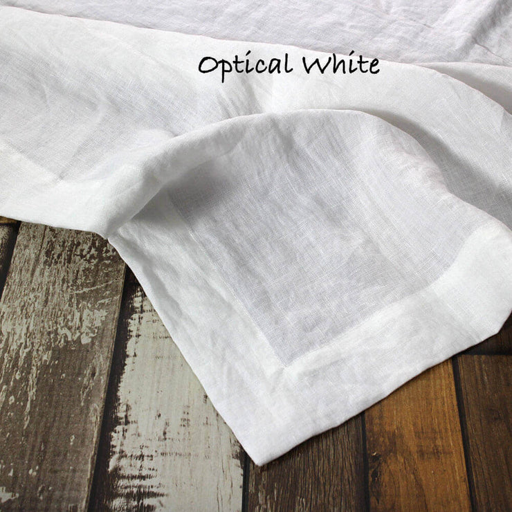 Mitered border Linen Table Runner Optic White