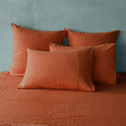 Coral-colored Belgian Flax Linen Shams