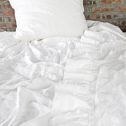 Ruffled Top Sheet Soft Washed Linen White