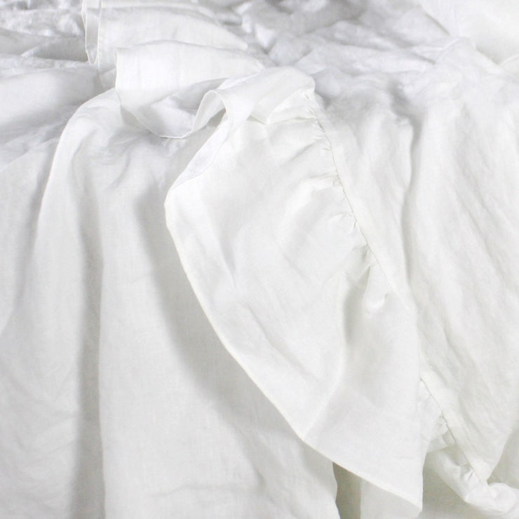 Ruffled Linen Sheet White