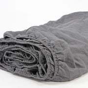 100% Linen Fitted Sheet Lead Gray